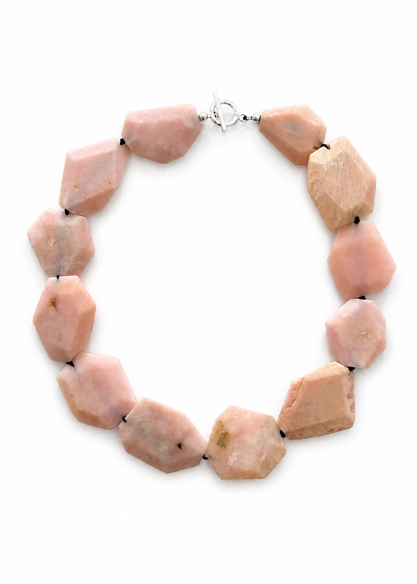 Raw pink opal necklace.